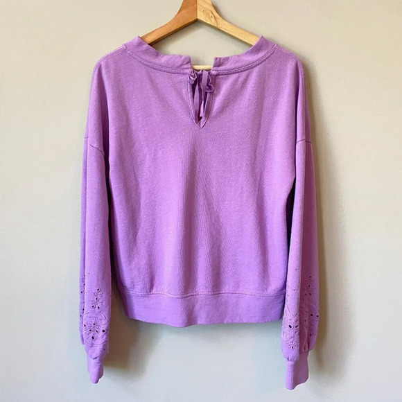 Halogen Women's Size Small Eyelet Purple Crewneck Pullover Sweatshirt Romantic - Picture 11 of 16